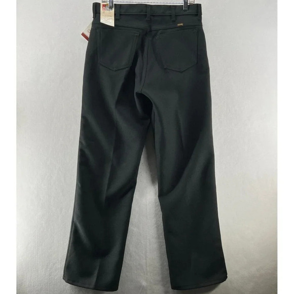 Texas Jeans Dress Pants Mens Sz 34 Flat Front Straight Leg Twill Dacron Black - Picture 2 of 12